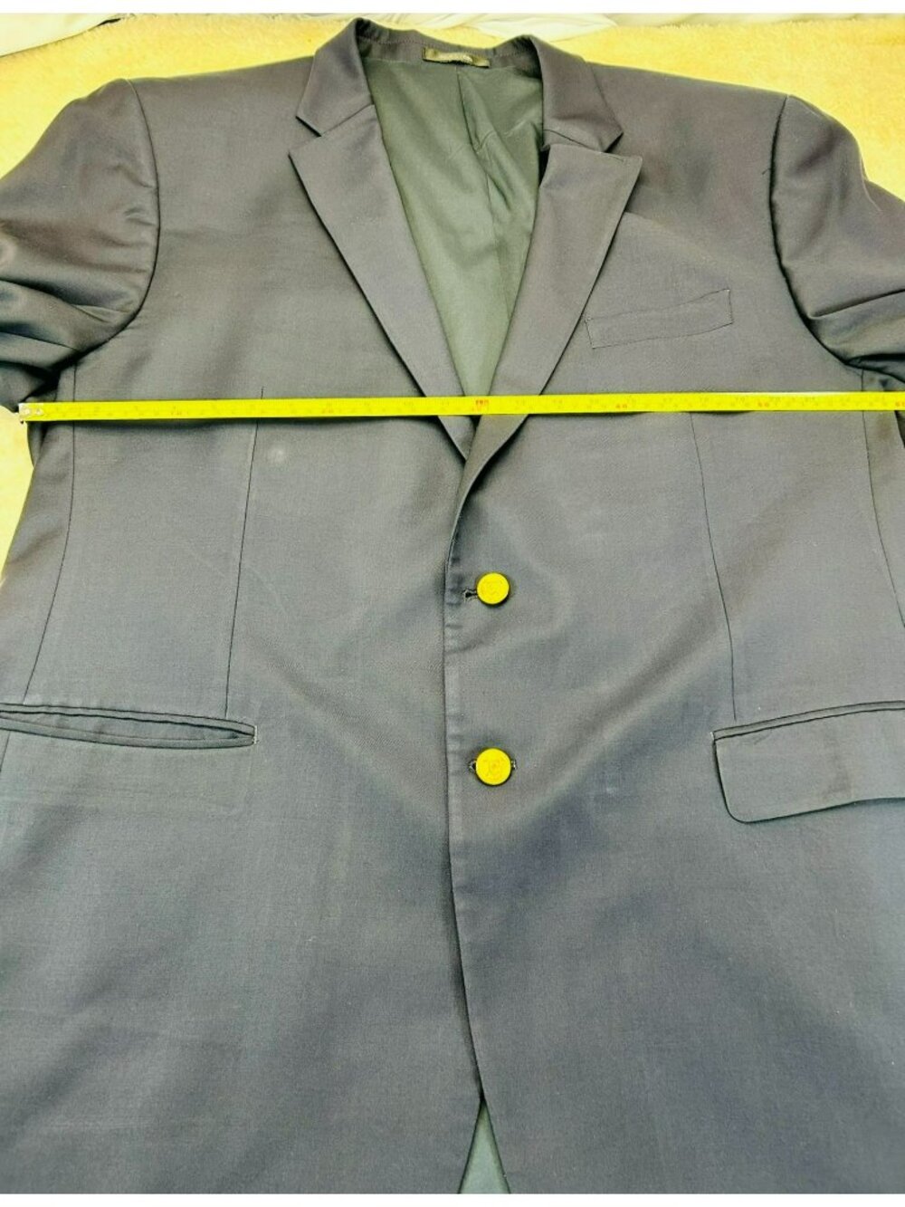 Ralph Lauren Mens Navy Blazer Gold Buttons Size 33 Wool Blend Classic Two-Button - Picture 3 of 9